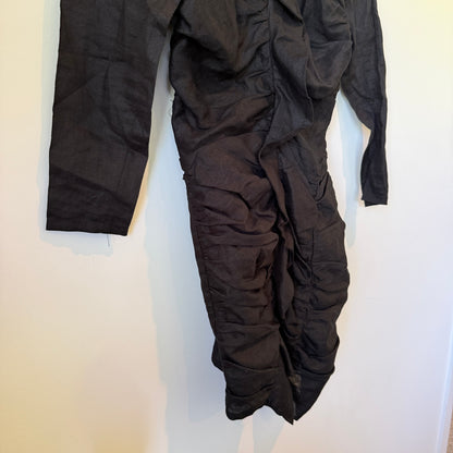 Vemain Size 6 Black Ruched Mini Dress