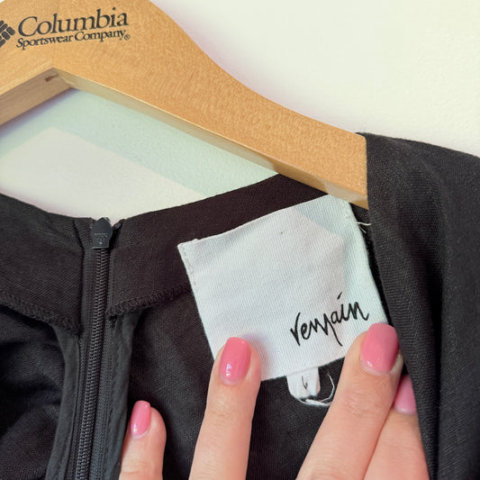 Vemain Size 6 Black Ruched Mini Dress