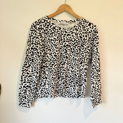 Atmos & Here Black & White Size 10 Leopard Print Top