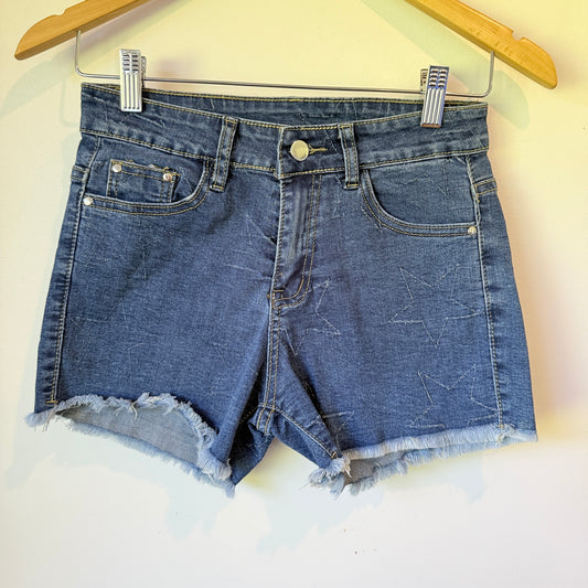 Unknown Brand Size M High-Rise Dark Wash Denim Cut-Off Jean Shorts