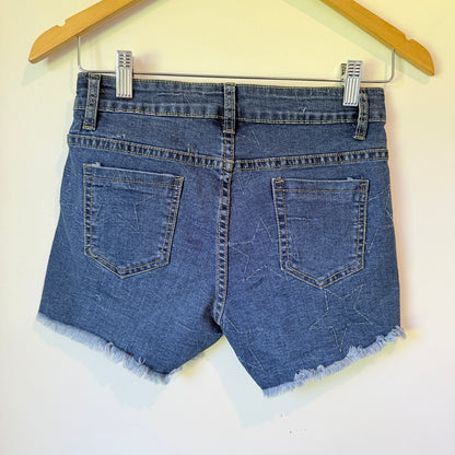 Unknown Brand Size M High-Rise Dark Wash Denim Cut-Off Jean Shorts