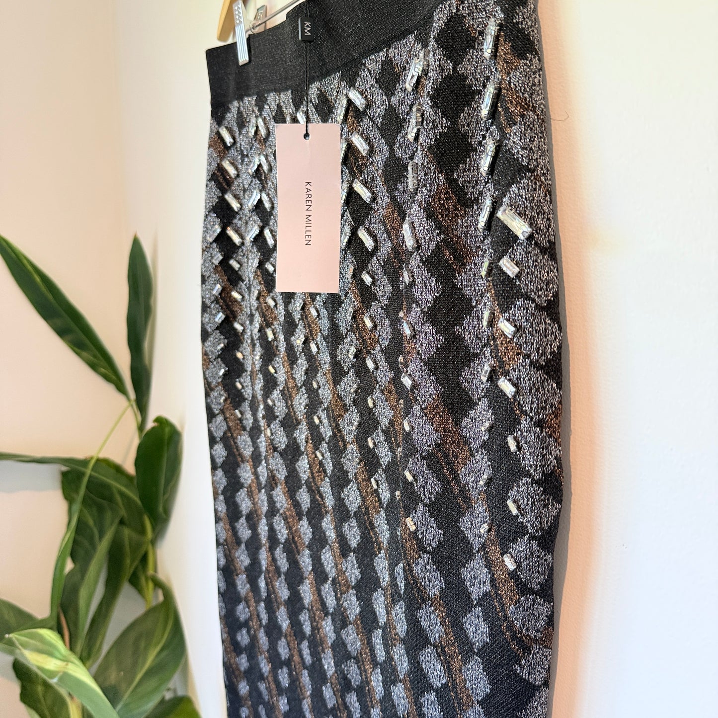 Karen Millen Embellished Geo Jacquard Midi Skirt - Size L