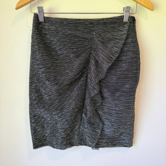 Superette Silver Metallic Ruffle Mini Skirt