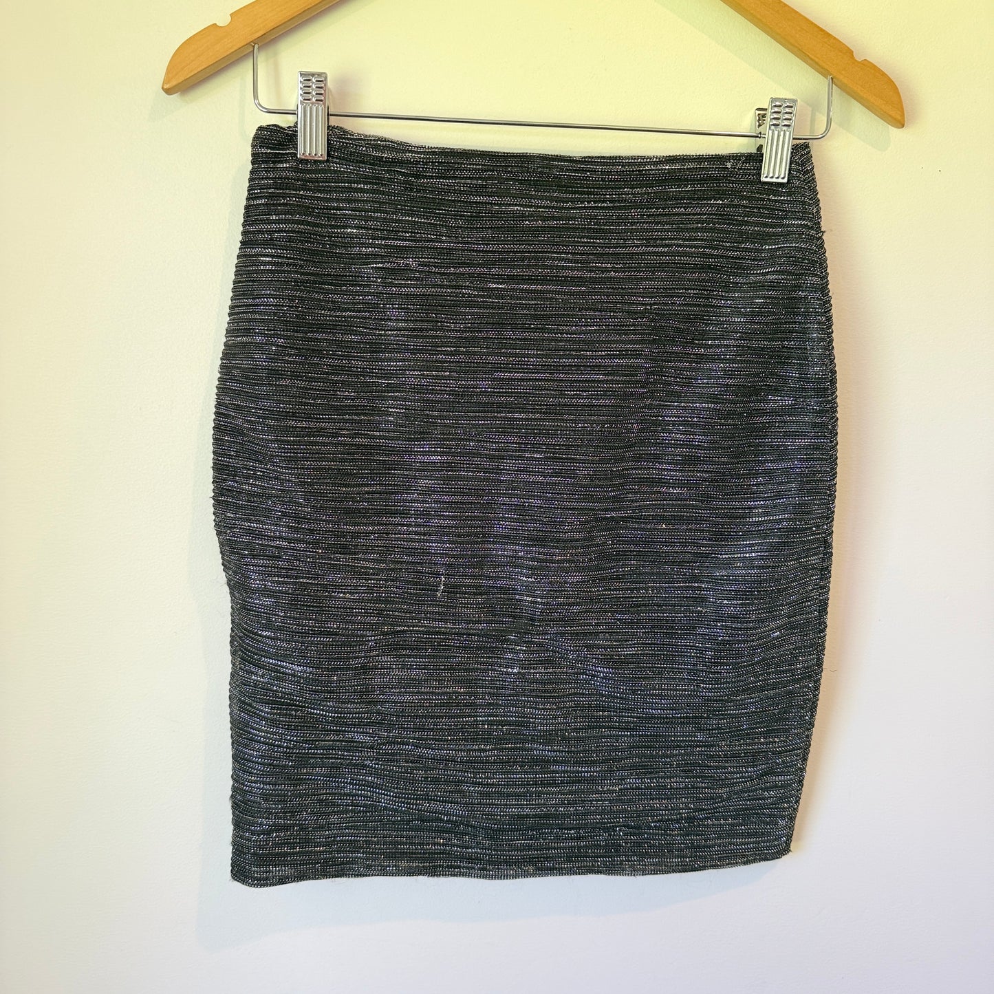 Superette Silver Metallic Ruffle Mini Skirt