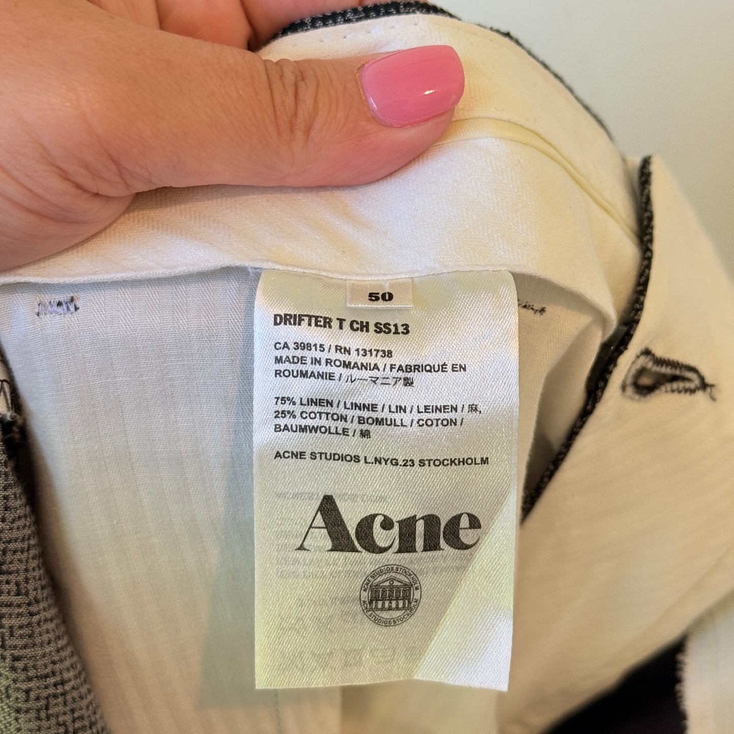 Acne Studios Drifter Linen Blend Pants Size 23