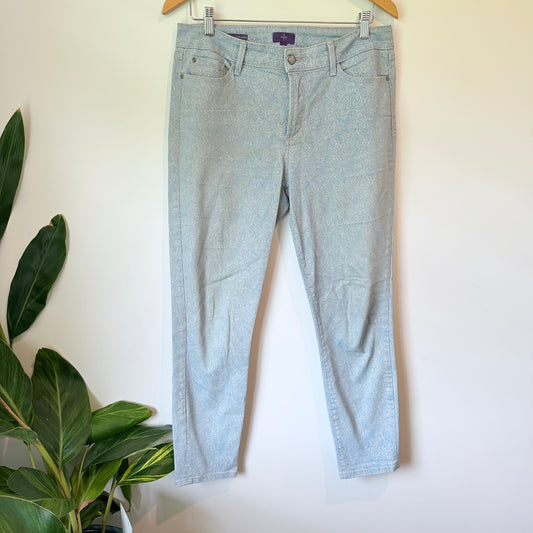NYDJ (USA) Size 12 Roll Cuff Ankle Paisley Patterned Jeans
