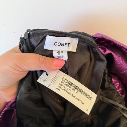 Coast Julie Kyath Metallic Pleat Detail Dress Size 10