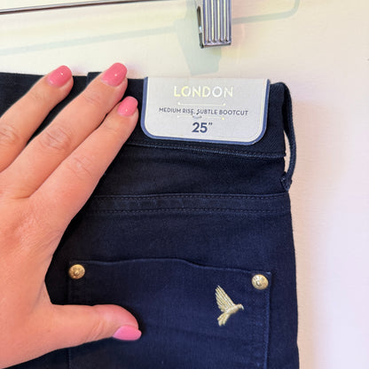 MiH London Mid-Rise Subtle Bootcut Jeans in Black - Size 25