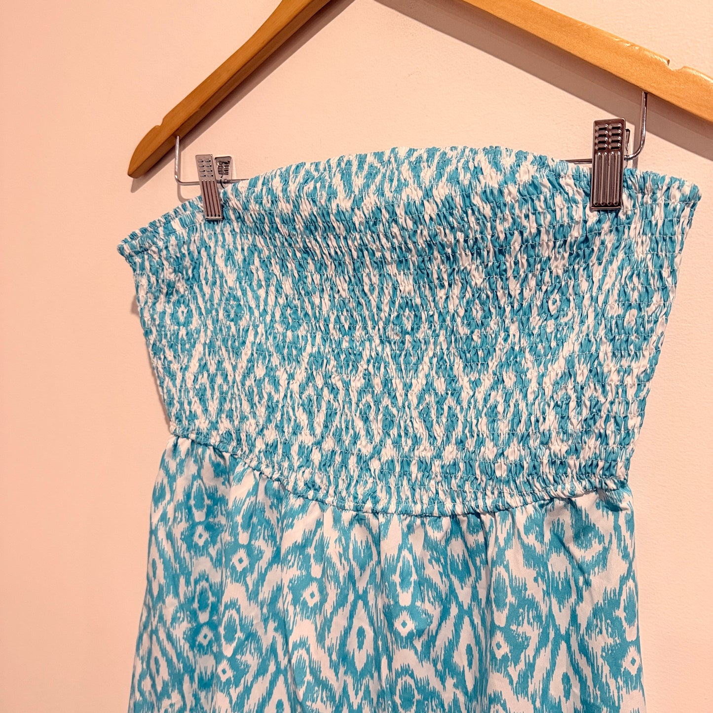 Shein Size L Strapless Smocked-Bodice Mini Dress