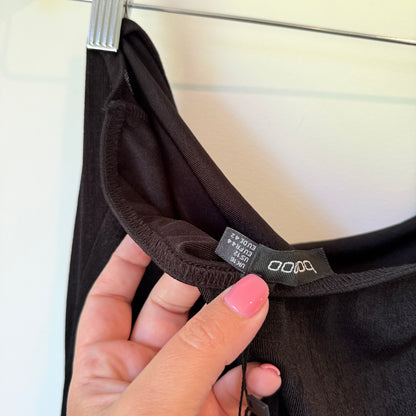 Boohoo Halterneck Cut Out Slinky Maxi Dress in Black - Size 16