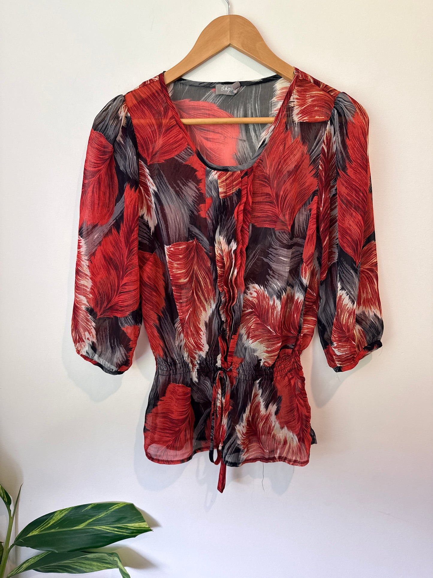 Sapa Size 12 Patterned Chiffon Blouse