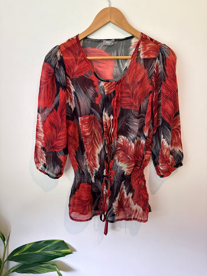 Sapa Size 12 Patterned Chiffon Blouse