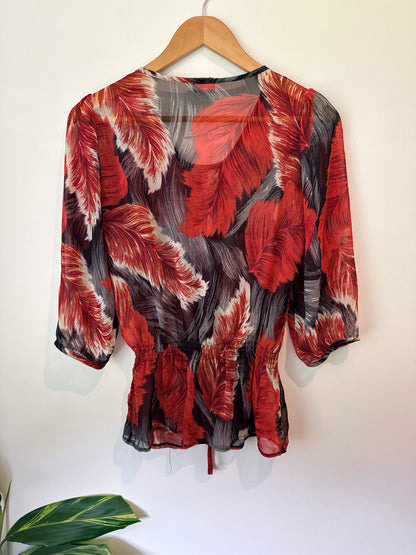Sapa Size 12 Patterned Chiffon Blouse