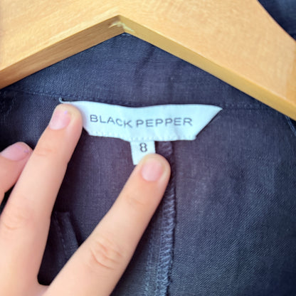 Black Pepper Size 8 100% Linen Jacket