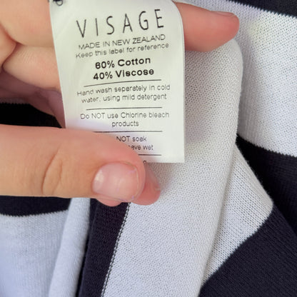 Visage Size — Black & White Striped Cotton Short-Sleeve Knit Top