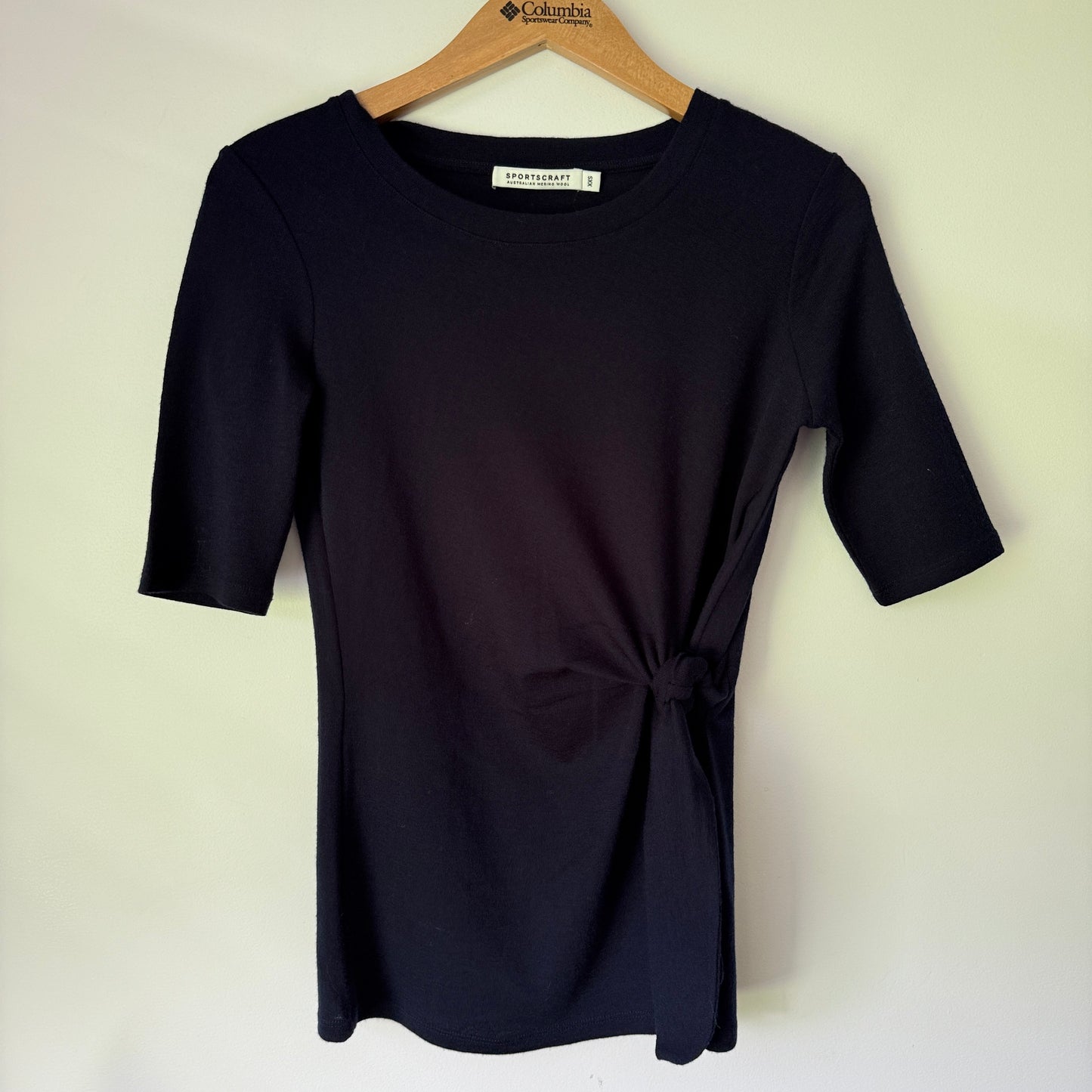 Sportscraft Size XXS Crew Neck Wool Top with Waist Tie