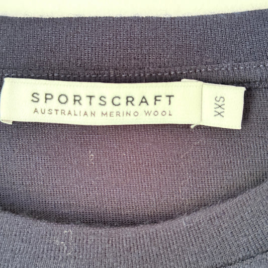Sportscraft Size XXS Crew Neck Wool Top with Waist Tie