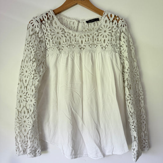 Just Jeans Size 10 Long-Sleeved Lace Blouse