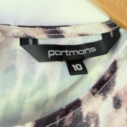 Portmans Size 10 Sleeveless Peplum Blouse Leopard Print