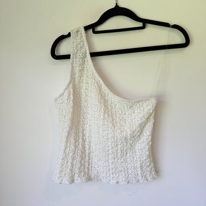 Glassons White Textured Lace One Shoulder Top Size M