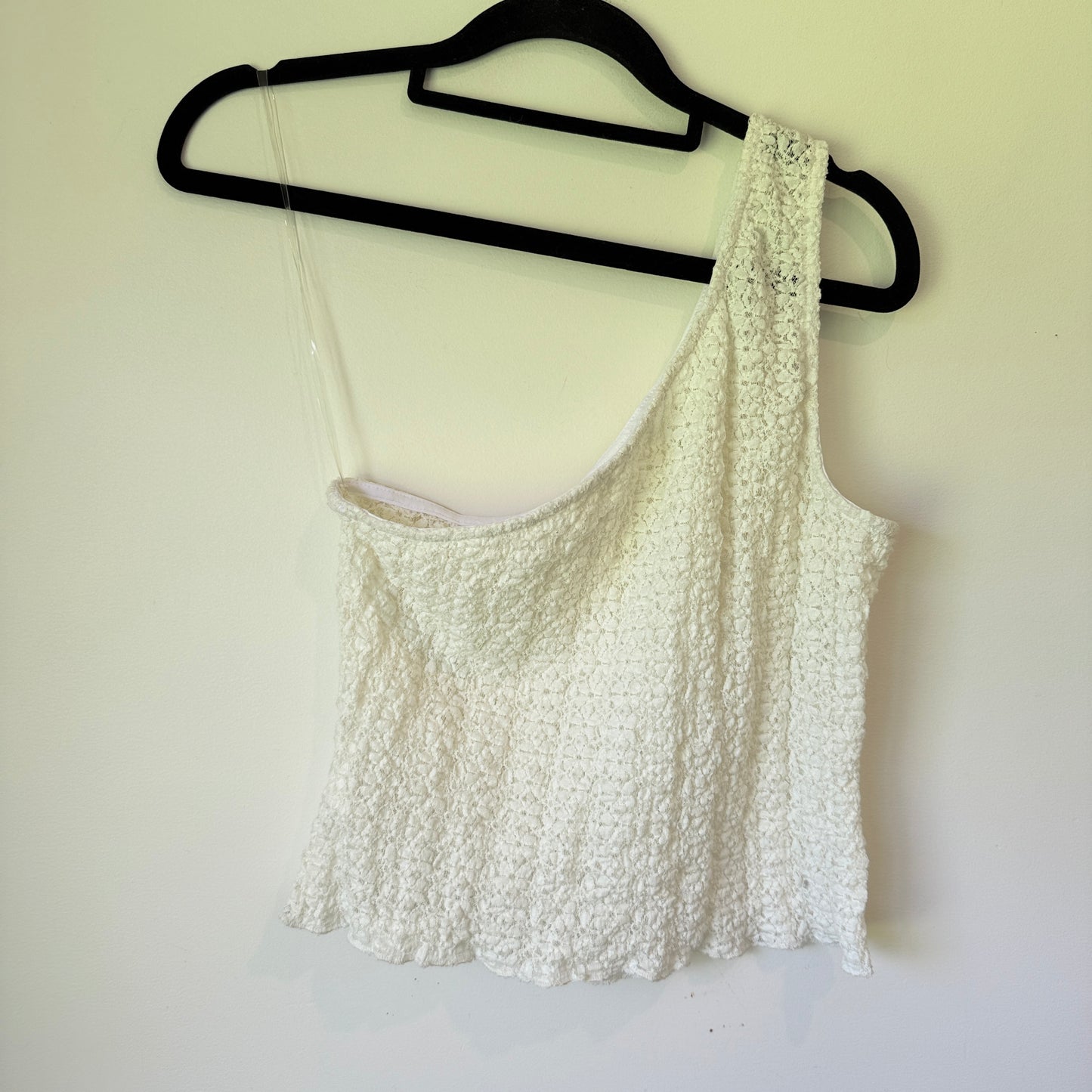 Glassons White Textured Lace One Shoulder Top Size M