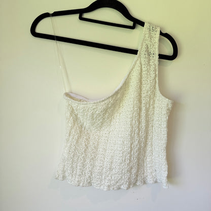 Glassons White Textured Lace One Shoulder Top Size M