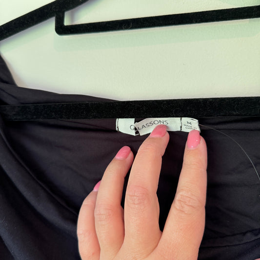 Glassons Black Cowl Neck Ruched Mini Dress Size M