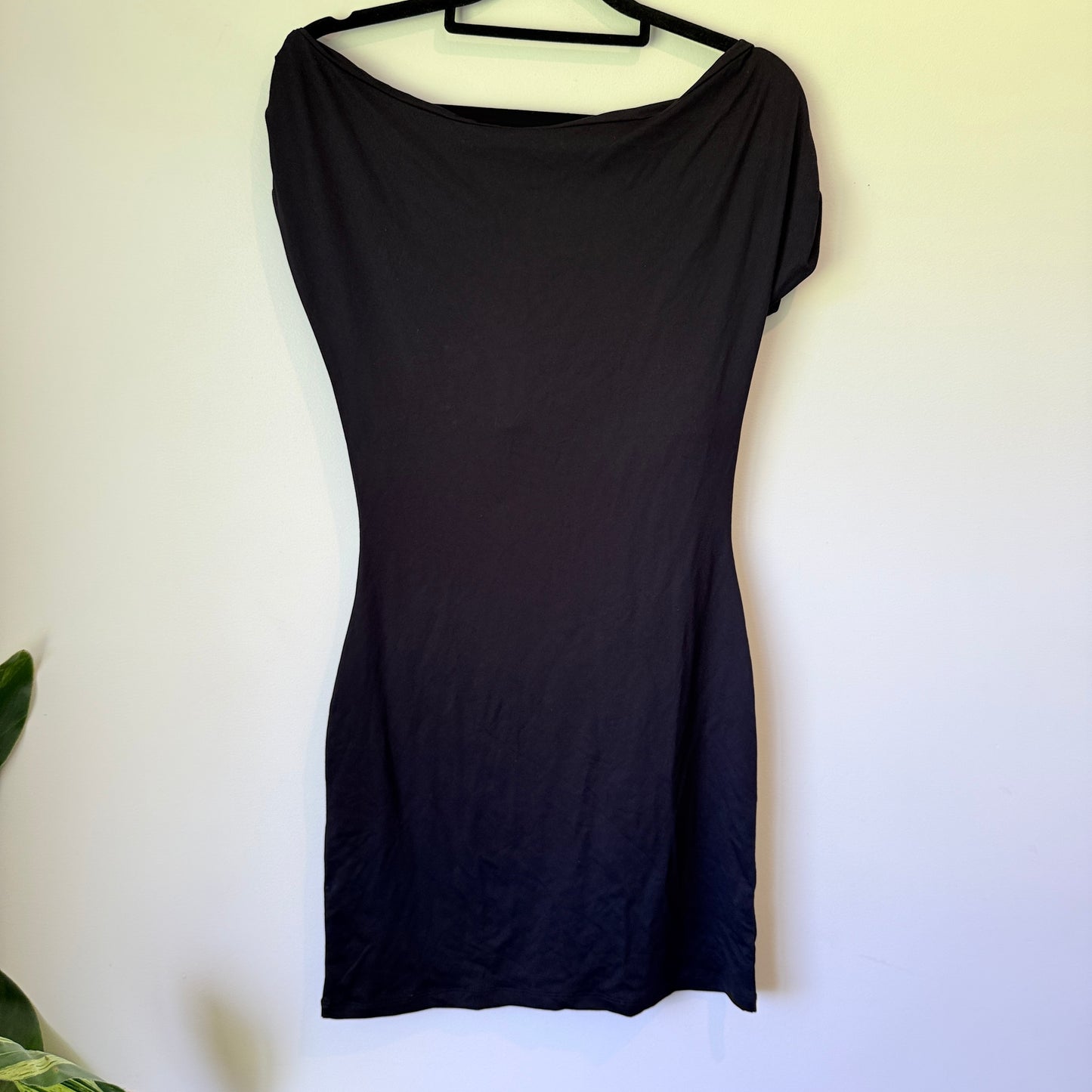 Glassons Black Cowl Neck Ruched Mini Dress Size M