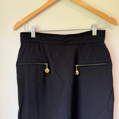 Escada Size 40 Pure Wool Black Midi Pencil Skirt