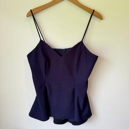 Lumier Size L Navy Ruffle Top