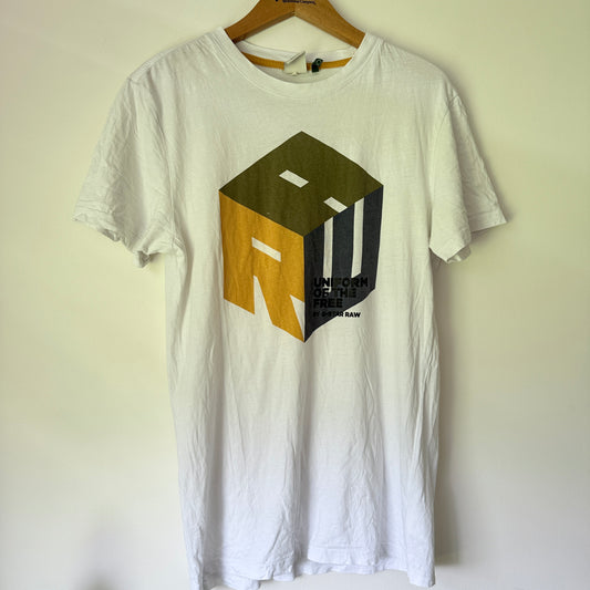 G-Star RAW Size S White Men's Graphic T-Shirt