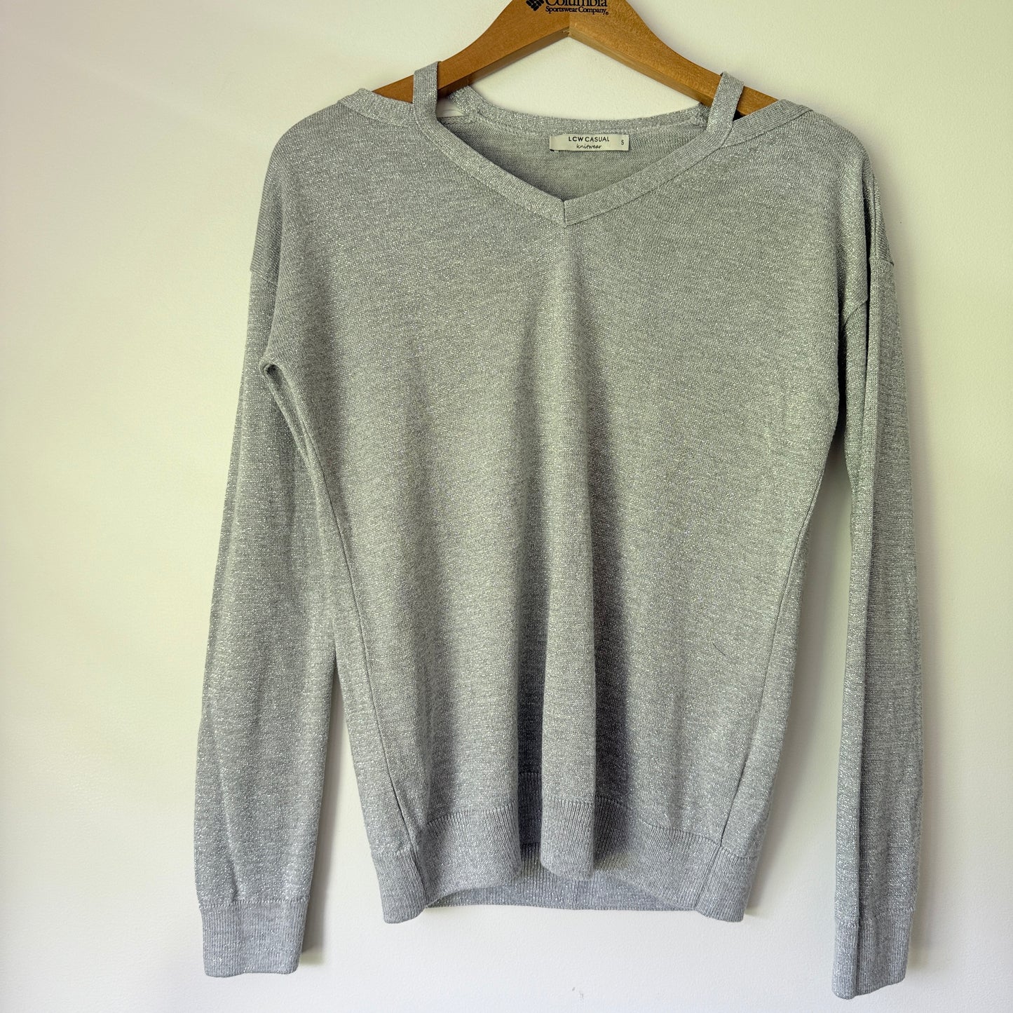 LCW Casual Knitwear Size S Gray V-Neck Sweater