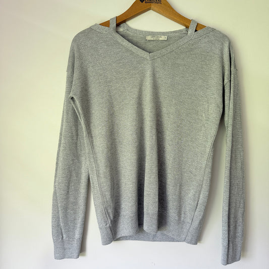 LCW Casual Knitwear Size S Gray V-Neck Sweater