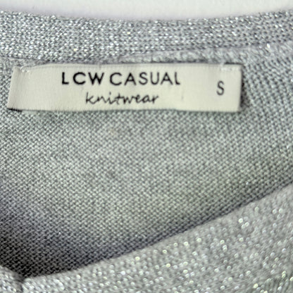 LCW Casual Knitwear Size S Gray V-Neck Sweater