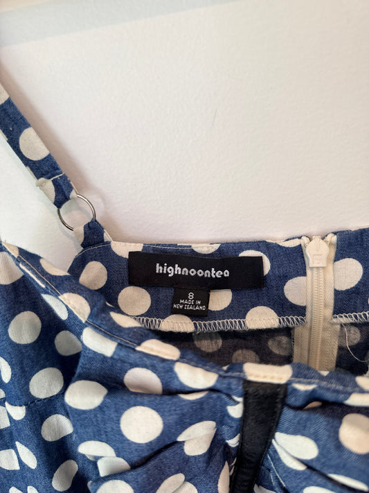 Highnoontea (Made in NZ) Size 8 Polka-Dot Mini Dress