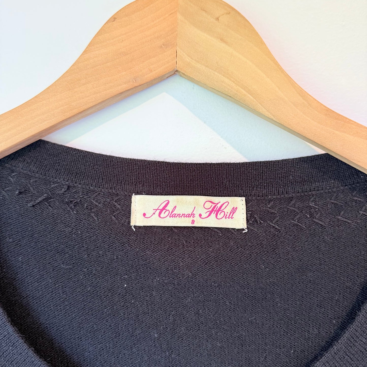 Alannah Hill Black Cardigan - Embellished Collar - Size 8