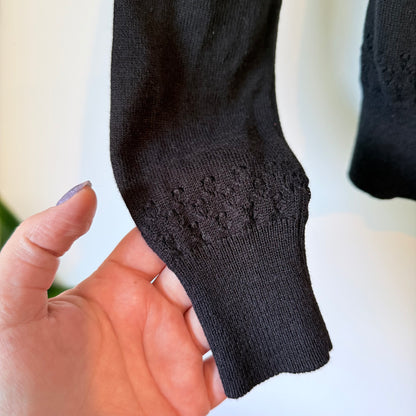 Alannah Hill Black Cardigan - Embellished Collar - Size 8