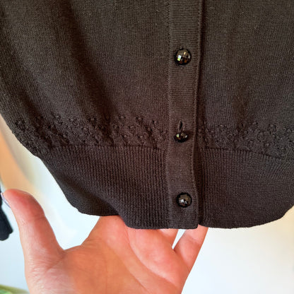 Alannah Hill Black Cardigan - Embellished Collar - Size 8