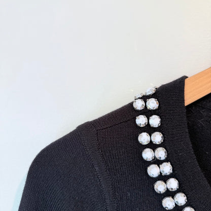 Alannah Hill Black Cardigan - Embellished Collar - Size 8