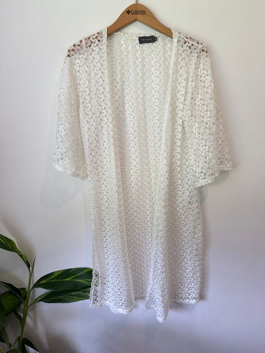 Mirrou Size L Crochet / Lace Style Long Cardigan