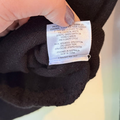 Alannah Hill Black Cardigan - Embellished Collar - Size 8