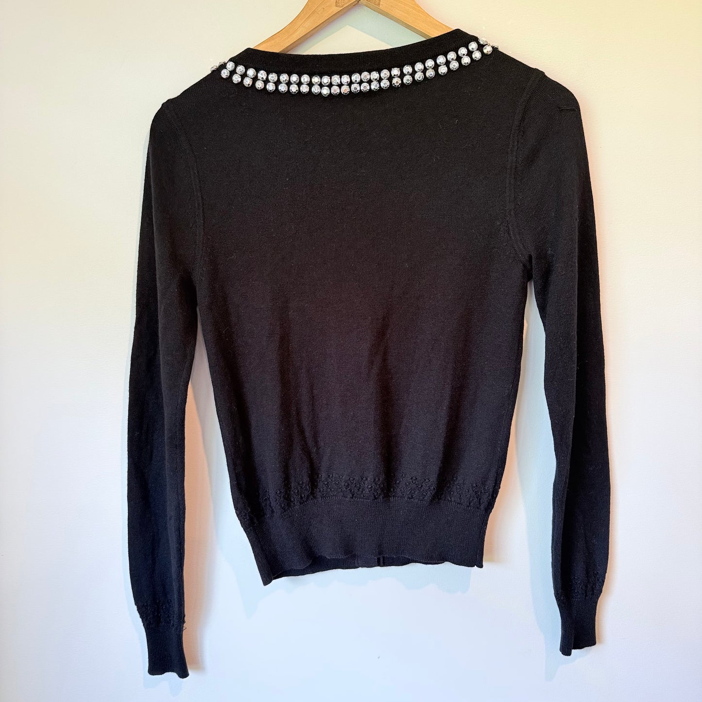 Alannah Hill Black Cardigan - Embellished Collar - Size 8