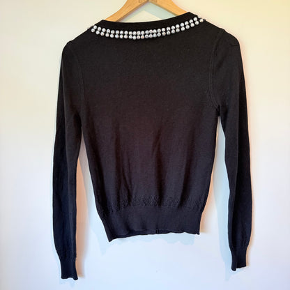 Alannah Hill Black Cardigan - Embellished Collar - Size 8