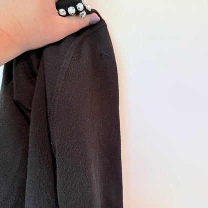 Alannah Hill Black Cardigan - Embellished Collar - Size 8