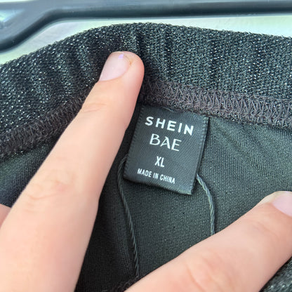 Shein Bae Size XL Dark Gray Pleated-Front Mini Skirt