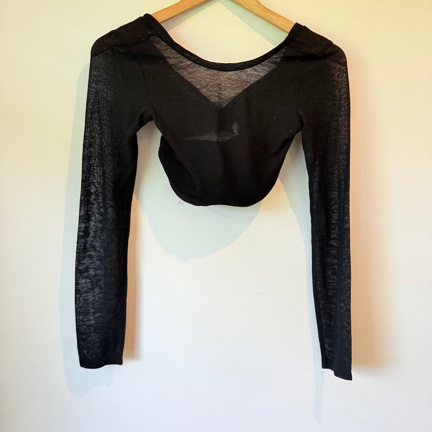 Glassons Sheer Black Crop Top - Size S