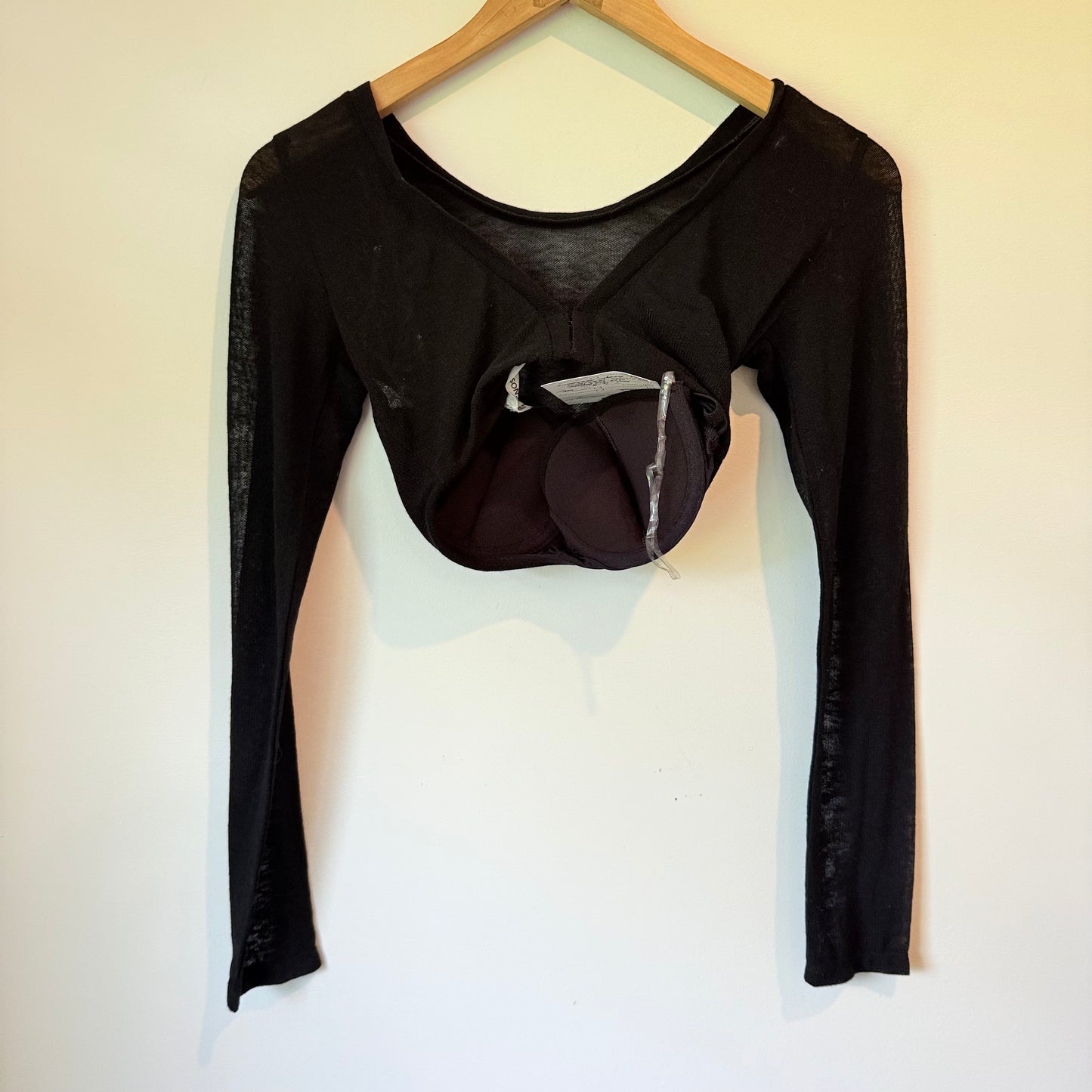 Glassons Sheer Black Crop Top - Size S