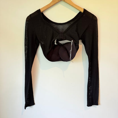 Glassons Sheer Black Crop Top - Size S