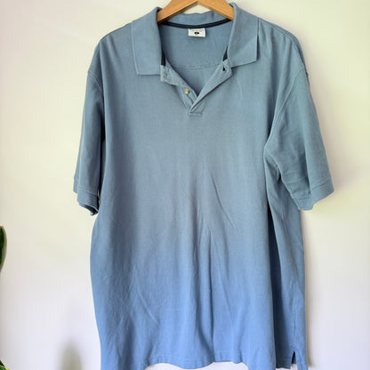 Columbia Size L Light Blue Textured Polo Shirt