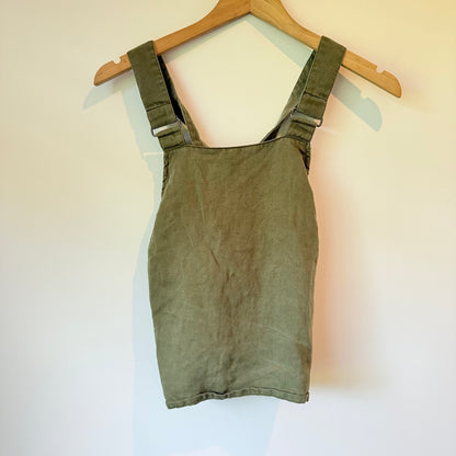 MNG Casual Olive Green Linen Blend Cross Back Mini Dress - Size S